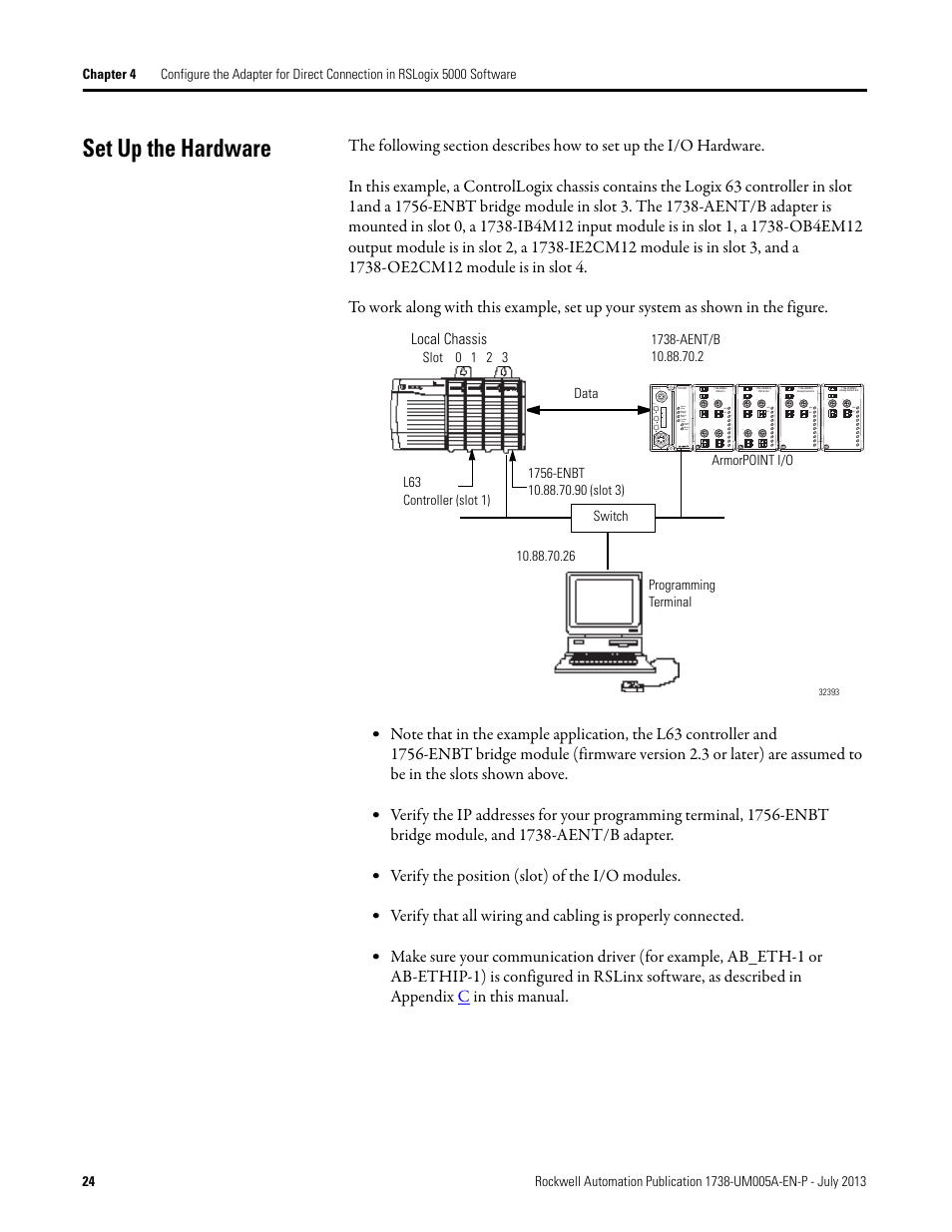Set up the hardware | Rockwell Automation 1738-AENT, Series B ArmorPOINT I/O Dual Port EtherNet/IP Adapters User Manual User Manual | Page 34 / 122