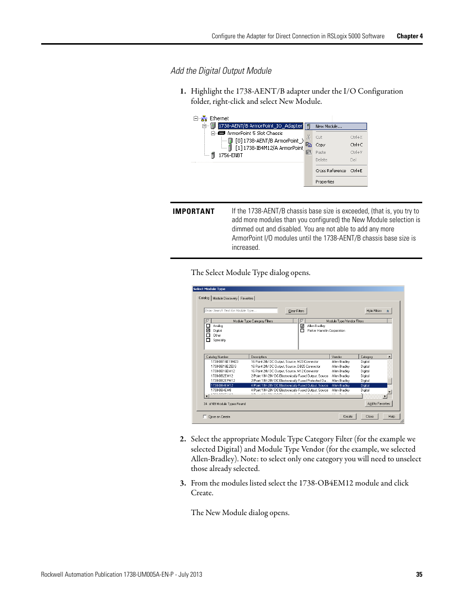 Add the digital output module | Rockwell Automation 1738-AENT, Series B ArmorPOINT I/O Dual Port EtherNet/IP Adapters User Manual User Manual | Page 45 / 122