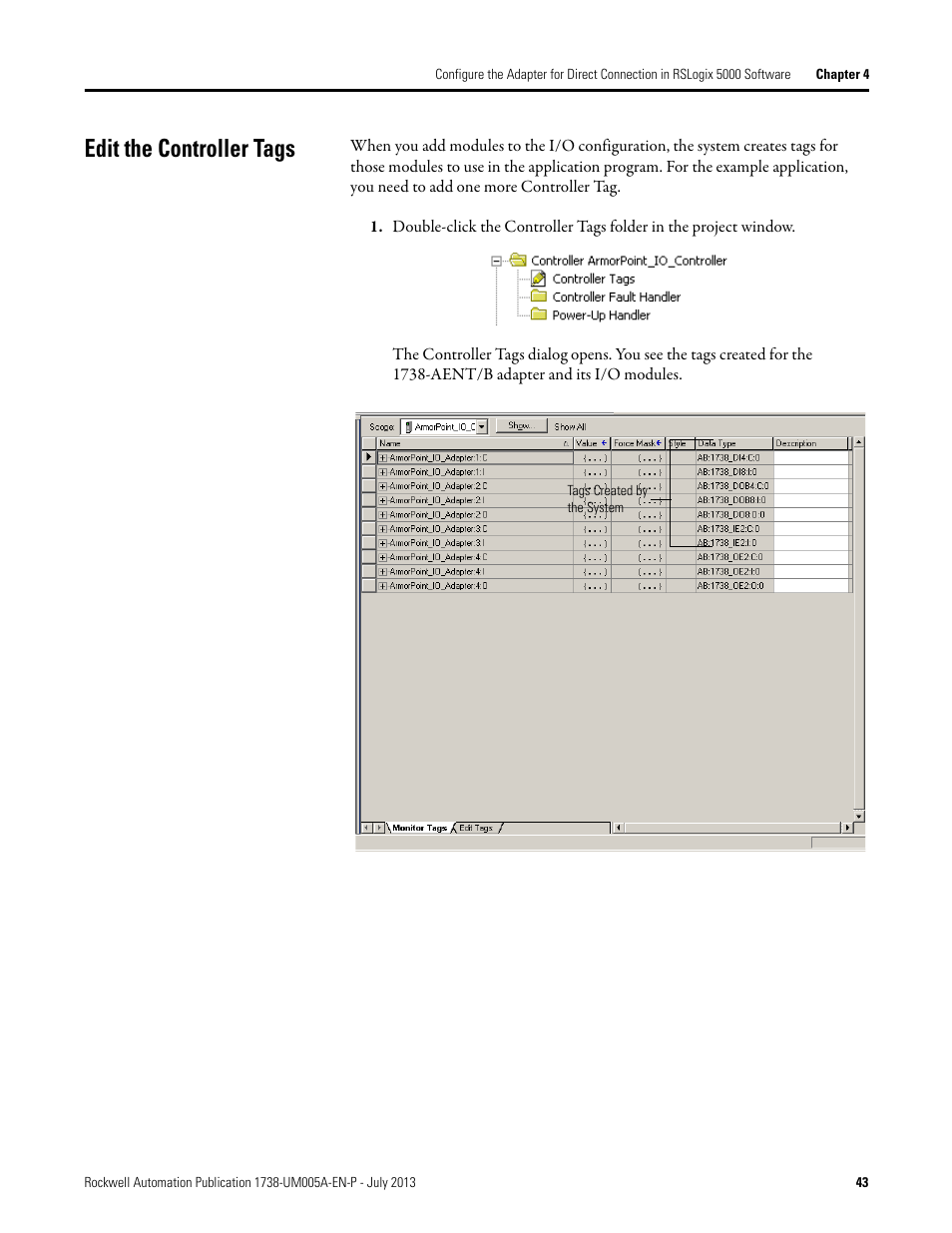 Edit the controller tags | Rockwell Automation 1738-AENT, Series B ArmorPOINT I/O Dual Port EtherNet/IP Adapters User Manual User Manual | Page 53 / 122
