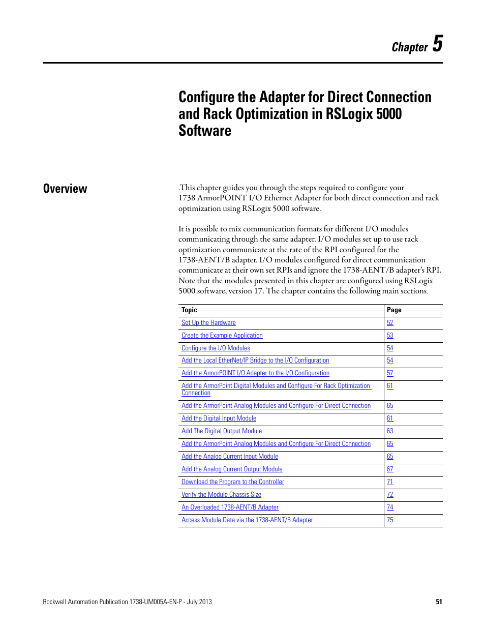 Overview, Chapter | Rockwell Automation 1738-AENT, Series B ArmorPOINT I/O Dual Port EtherNet/IP Adapters User Manual User Manual | Page 61 / 122