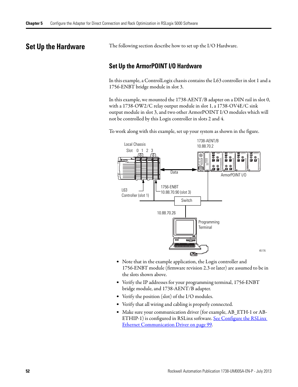 Set up the armorpoint i/o hardware, Set up the hardware | Rockwell Automation 1738-AENT, Series B ArmorPOINT I/O Dual Port EtherNet/IP Adapters User Manual User Manual | Page 62 / 122