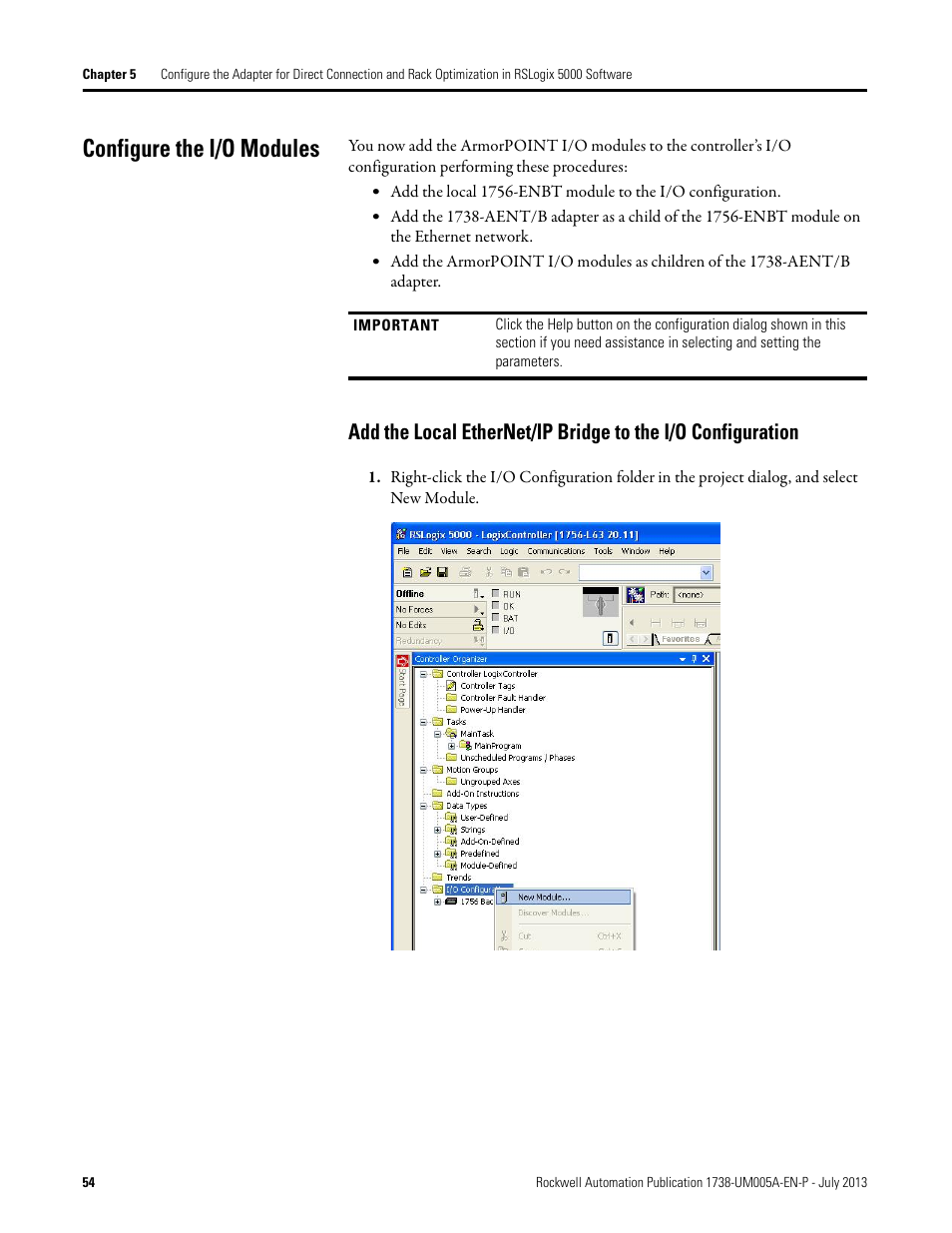Configure the i/o modules | Rockwell Automation 1738-AENT, Series B ArmorPOINT I/O Dual Port EtherNet/IP Adapters User Manual User Manual | Page 64 / 122