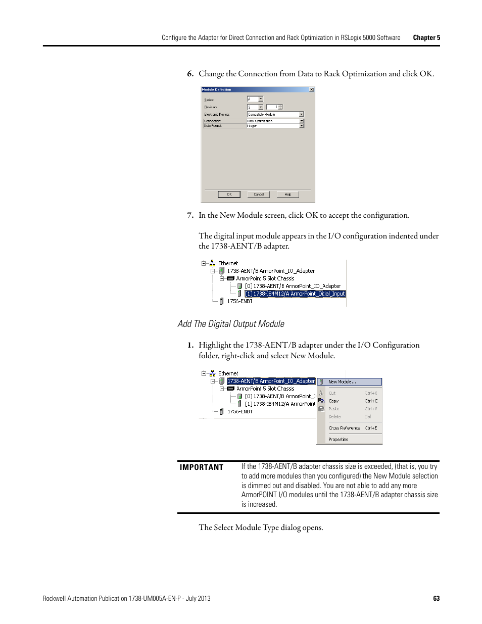 Add the digital output module, Add the digital output module 50 | Rockwell Automation 1738-AENT, Series B ArmorPOINT I/O Dual Port EtherNet/IP Adapters User Manual User Manual | Page 73 / 122