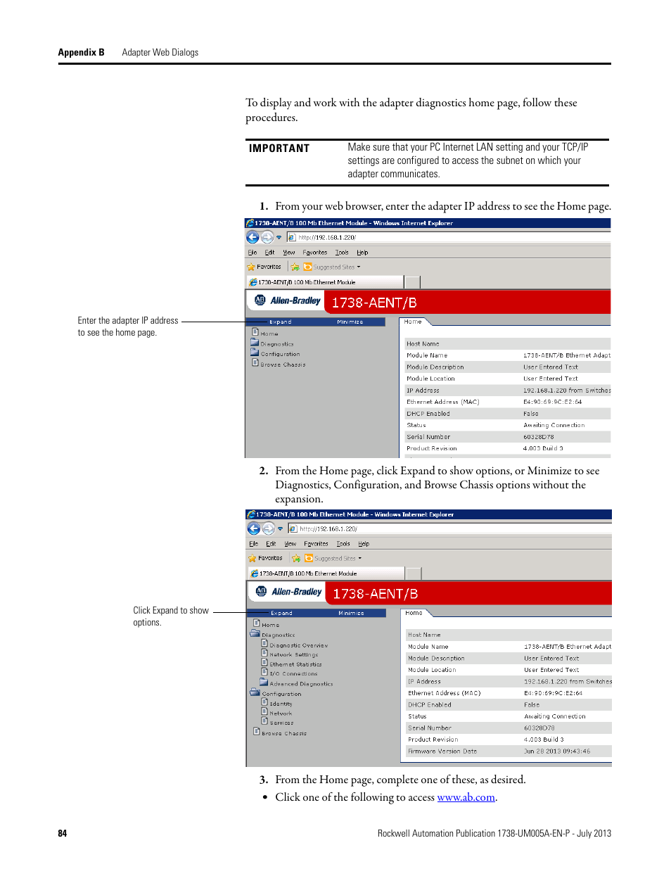 Rockwell Automation 1738-AENT, Series B ArmorPOINT I/O Dual Port EtherNet/IP Adapters User Manual User Manual | Page 96 / 122