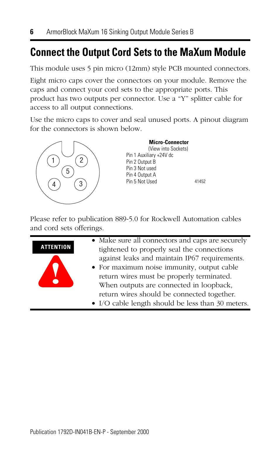 Connect the output cord sets to the maxum module | Rockwell Automation 1792D-OVT16E ArmorBlock MaXum 16 Sinking Output Module, Series B User Manual | Page 6 / 16