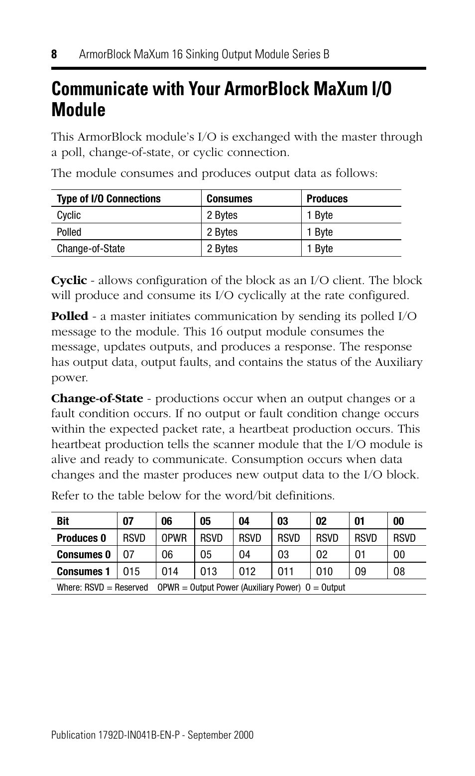 Communicate with your armorblock maxum i/o module | Rockwell Automation 1792D-OVT16E ArmorBlock MaXum 16 Sinking Output Module, Series B User Manual | Page 8 / 16