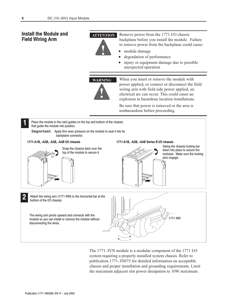 Rockwell Automation 1771-IVN Installation Data dc (10-30V) Input Module User Manual | Page 6 / 12