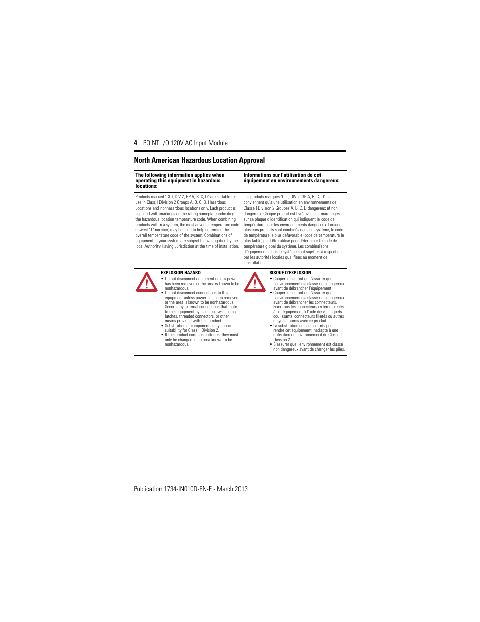 North american hazardous location approval | Rockwell Automation 1734-IA2_IA4, Series C POINT I/O 120V AC Input Module Installation Instructions User Manual | Page 4 / 24