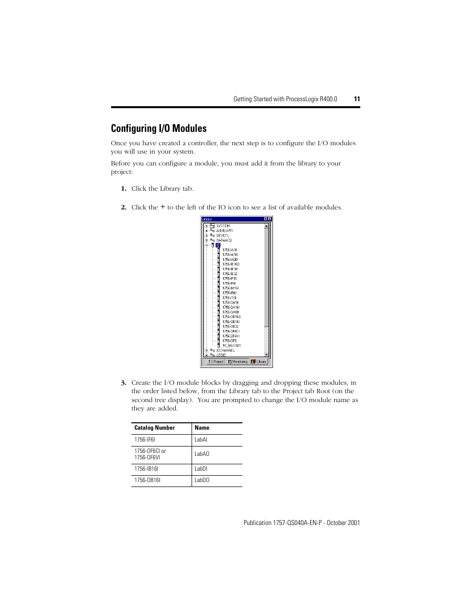 Configuring i/o modules | Rockwell Automation 1757-SWKIT400 Getting Started with ProcessLogix R400.0 Quick Start User Manual | Page 11 / 24