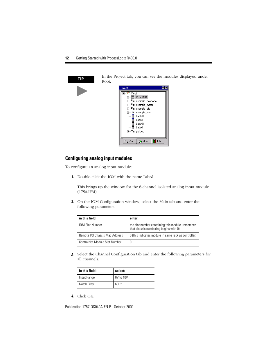 Configuring analog input modules | Rockwell Automation 1757-SWKIT400 Getting Started with ProcessLogix R400.0 Quick Start User Manual | Page 12 / 24