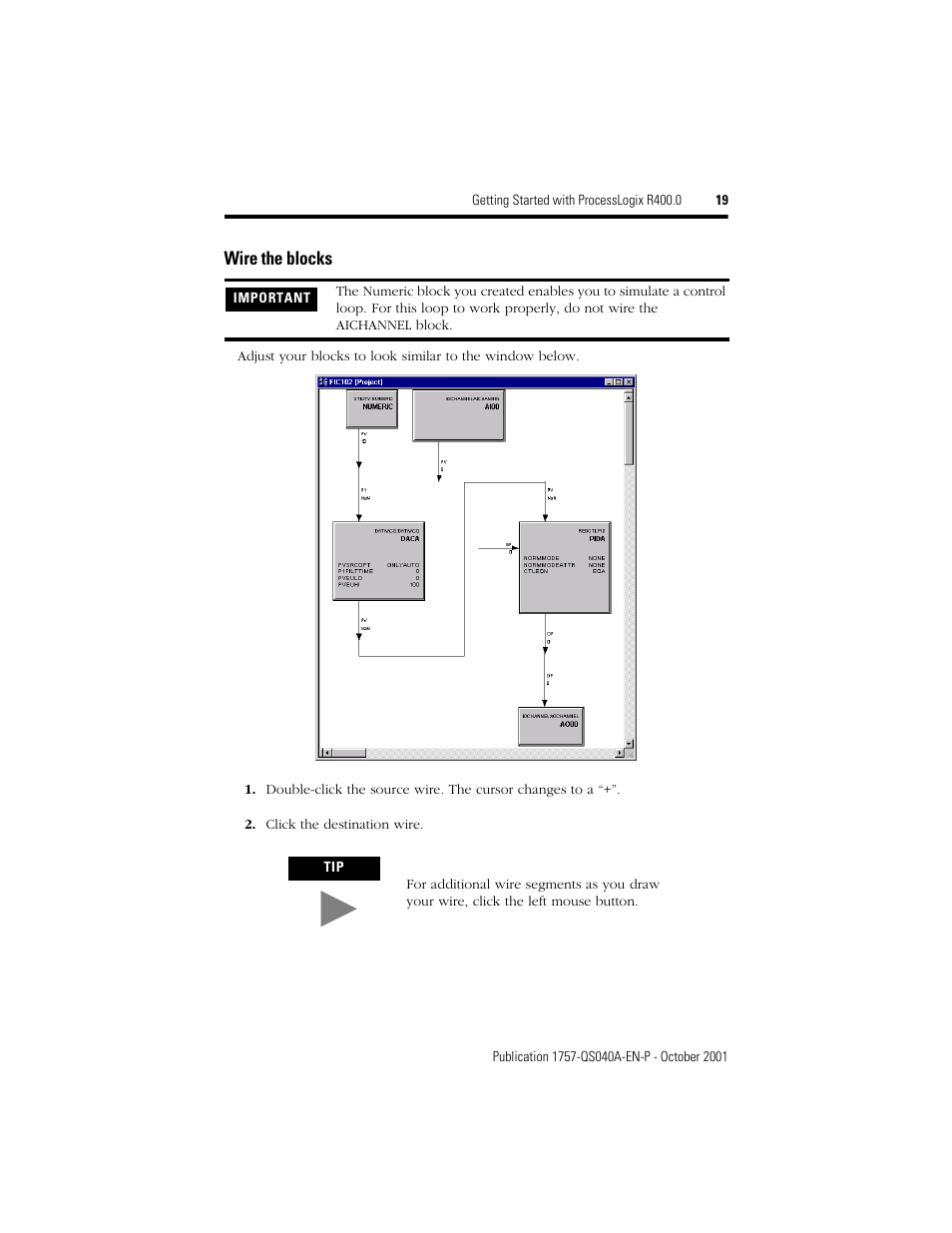 Wire the blocks | Rockwell Automation 1757-SWKIT400 Getting Started with ProcessLogix R400.0 Quick Start User Manual | Page 19 / 24