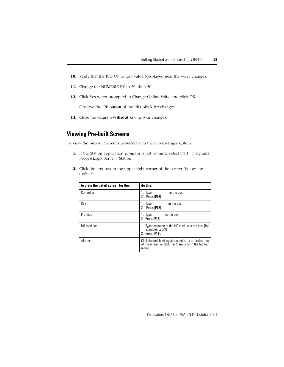 Viewing pre-built screens | Rockwell Automation 1757-SWKIT400 Getting Started with ProcessLogix R400.0 Quick Start User Manual | Page 23 / 24