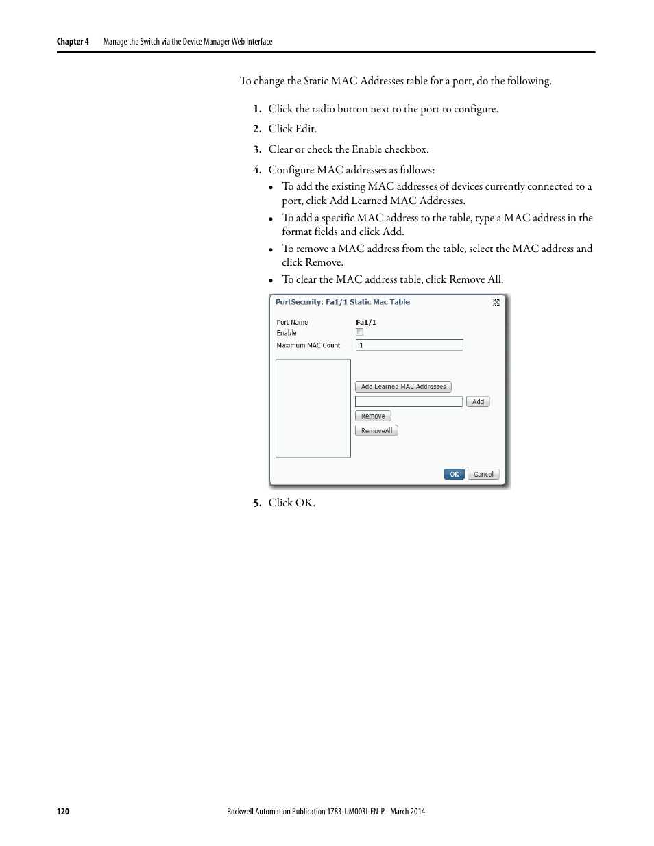 Rockwell Automation 1783-Mxxx Stratix 8000 and 8300 Ethernet Managed Switches User Manual User Manual | Page 120 / 204