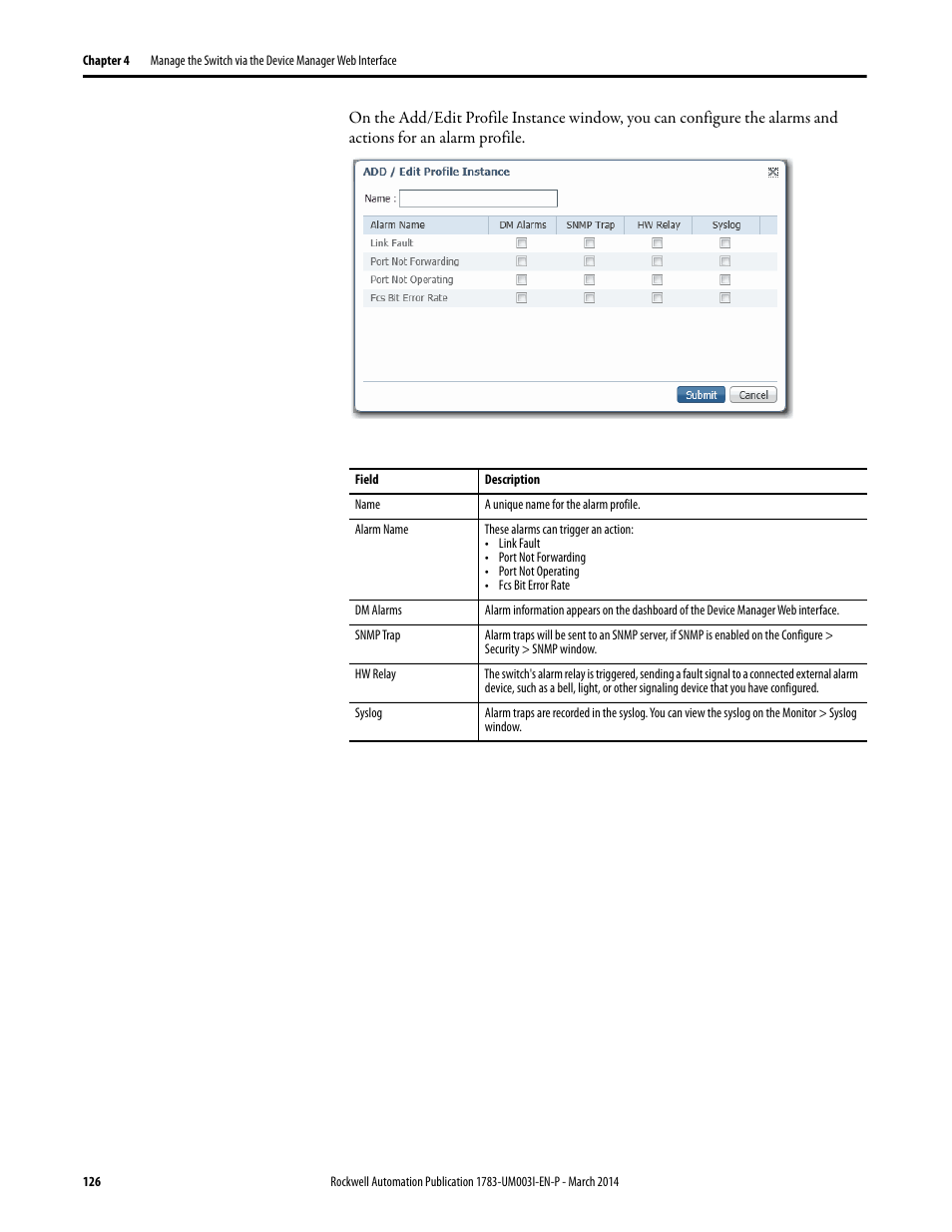 Rockwell Automation 1783-Mxxx Stratix 8000 and 8300 Ethernet Managed Switches User Manual User Manual | Page 126 / 204