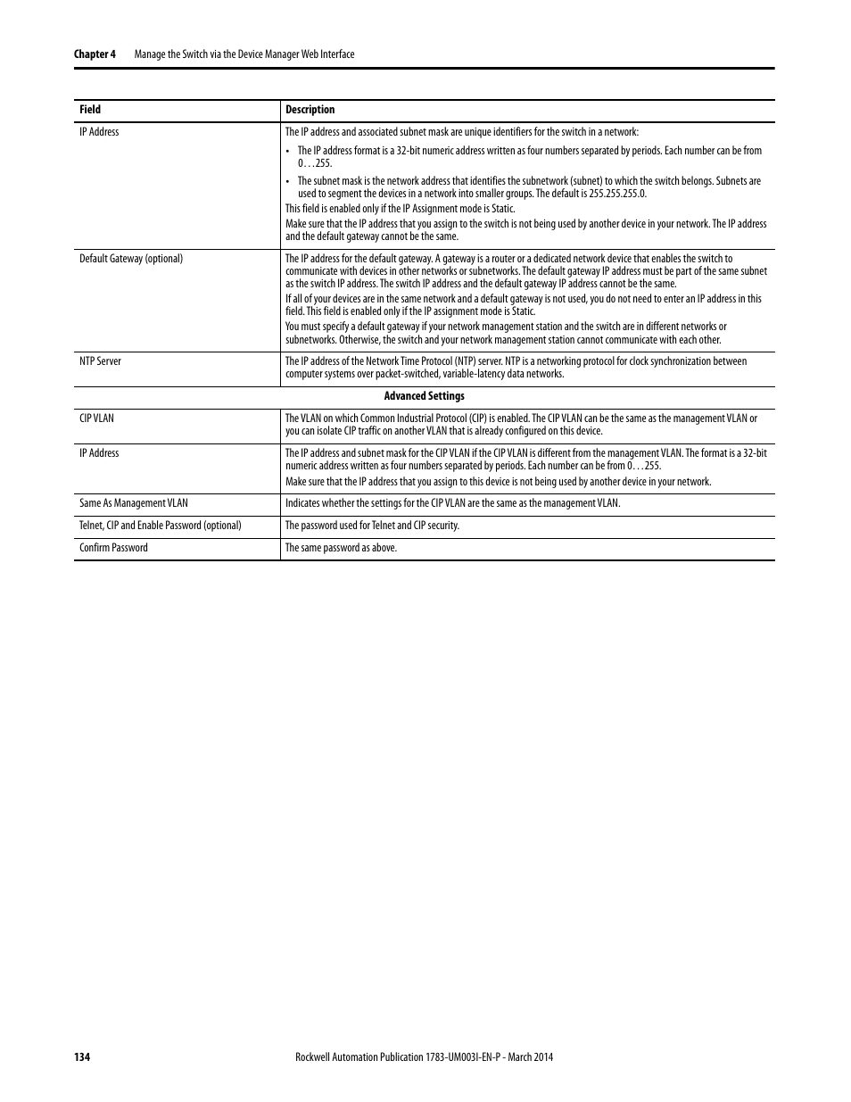 Rockwell Automation 1783-Mxxx Stratix 8000 and 8300 Ethernet Managed Switches User Manual User Manual | Page 134 / 204