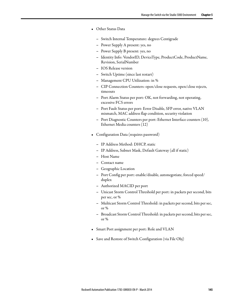 Rockwell Automation 1783-Mxxx Stratix 8000 and 8300 Ethernet Managed Switches User Manual User Manual | Page 145 / 204