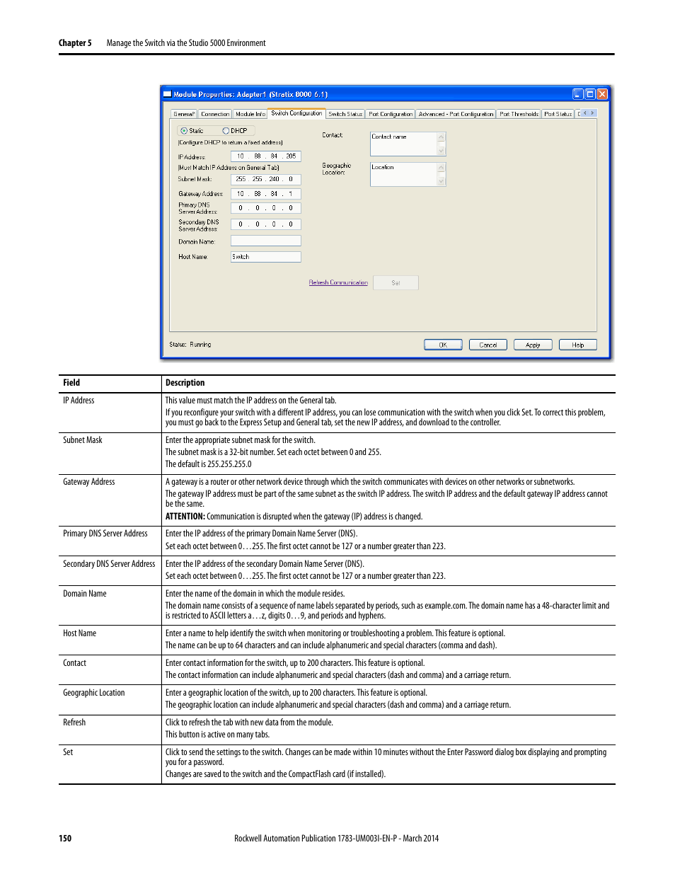 Rockwell Automation 1783-Mxxx Stratix 8000 and 8300 Ethernet Managed Switches User Manual User Manual | Page 150 / 204