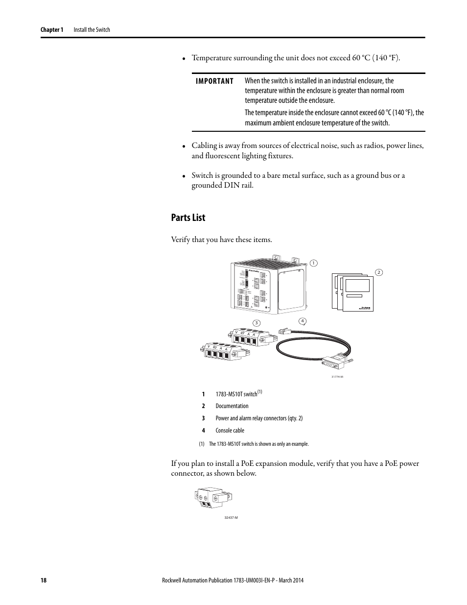 Parts list | Rockwell Automation 1783-Mxxx Stratix 8000 and 8300 Ethernet Managed Switches User Manual User Manual | Page 18 / 204