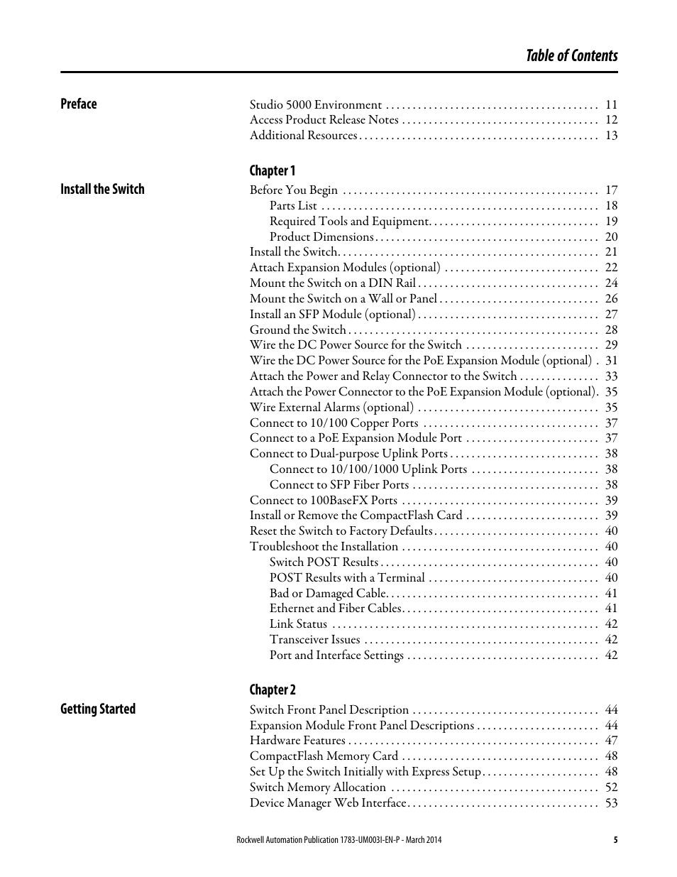 Rockwell Automation 1783-Mxxx Stratix 8000 and 8300 Ethernet Managed Switches User Manual User Manual | Page 5 / 204