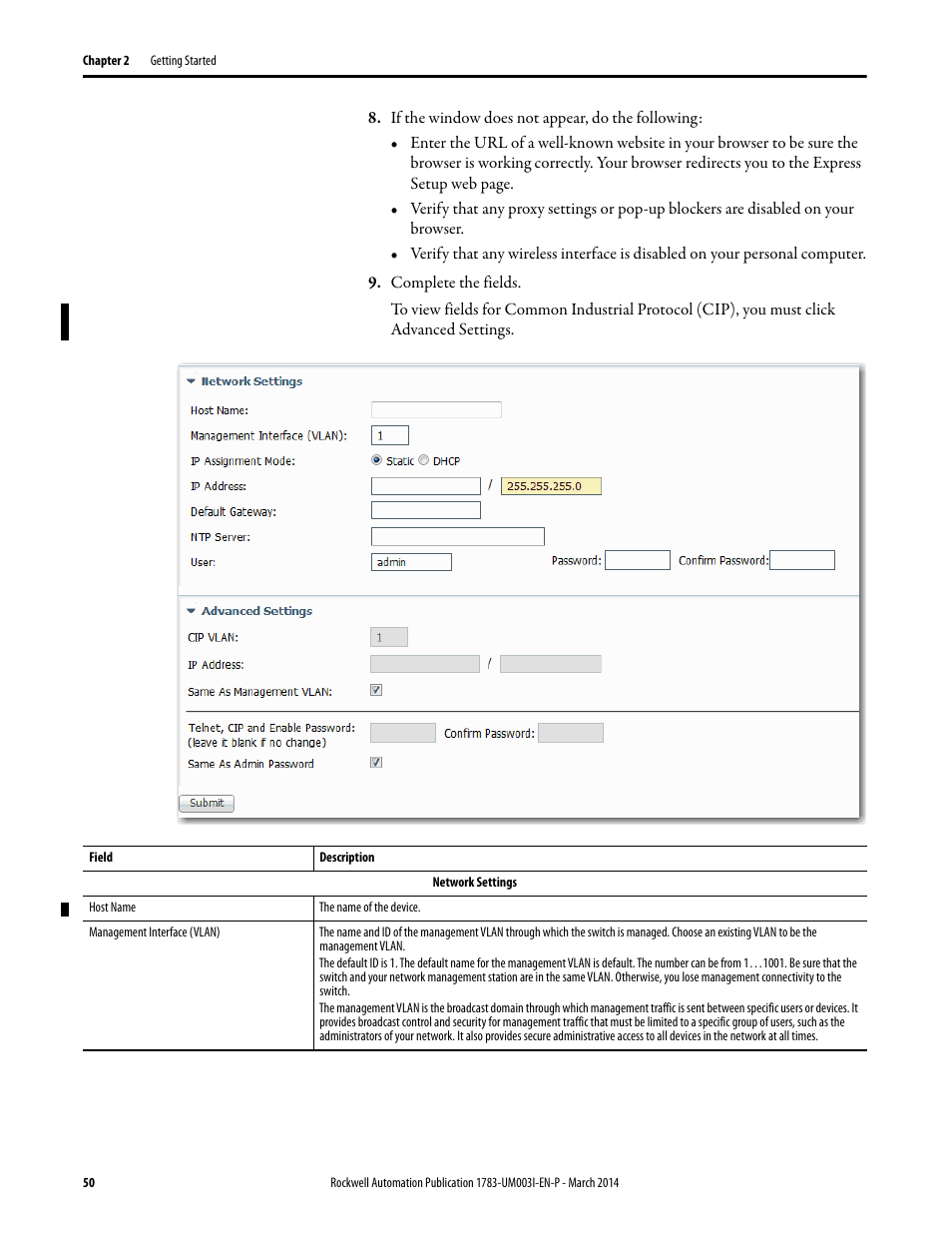 Rockwell Automation 1783-Mxxx Stratix 8000 and 8300 Ethernet Managed Switches User Manual User Manual | Page 50 / 204