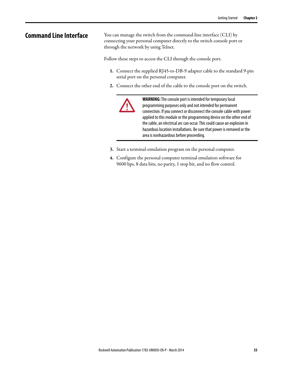 Command line interface | Rockwell Automation 1783-Mxxx Stratix 8000 and 8300 Ethernet Managed Switches User Manual User Manual | Page 55 / 204