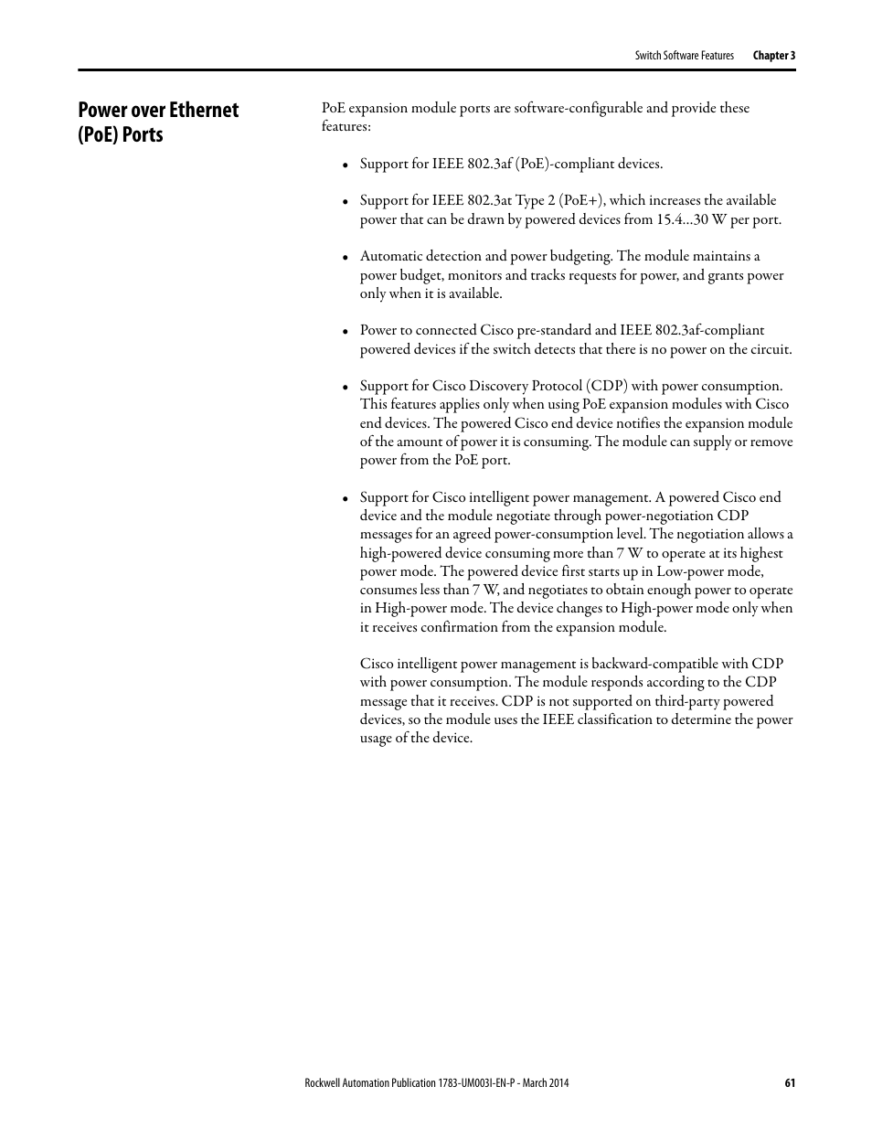 Power over ethernet (poe) ports | Rockwell Automation 1783-Mxxx Stratix 8000 and 8300 Ethernet Managed Switches User Manual User Manual | Page 61 / 204