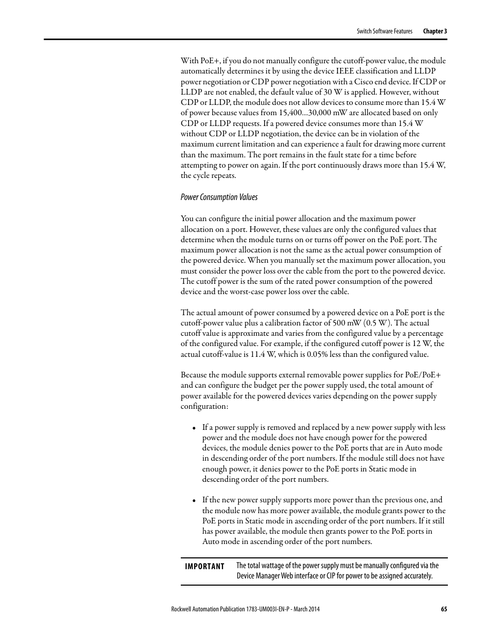 Rockwell Automation 1783-Mxxx Stratix 8000 and 8300 Ethernet Managed Switches User Manual User Manual | Page 65 / 204