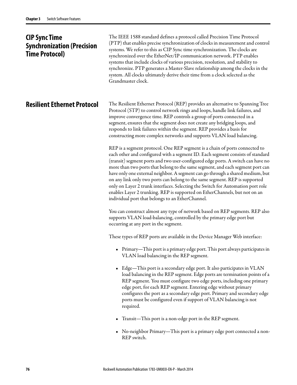 Resilient ethernet protocol | Rockwell Automation 1783-Mxxx Stratix 8000 and 8300 Ethernet Managed Switches User Manual User Manual | Page 76 / 204