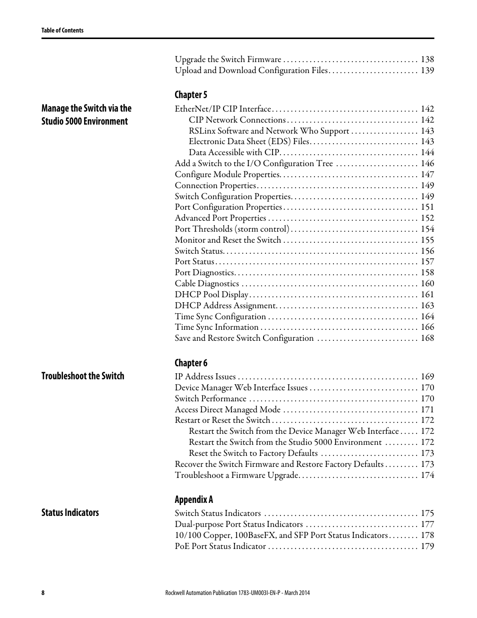 Rockwell Automation 1783-Mxxx Stratix 8000 and 8300 Ethernet Managed Switches User Manual User Manual | Page 8 / 204