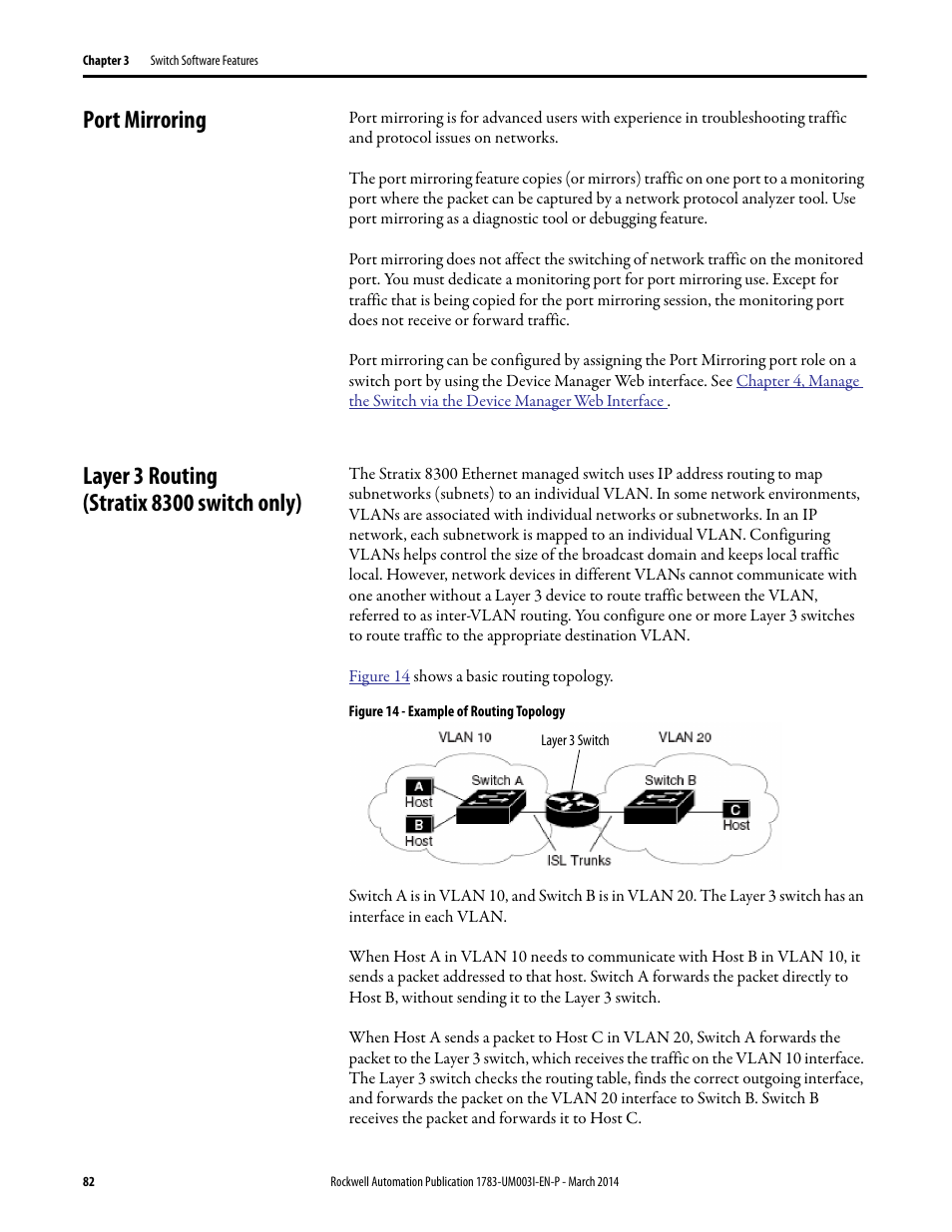 Port mirroring, Layer 3 routing (stratix 8300 switch only) | Rockwell Automation 1783-Mxxx Stratix 8000 and 8300 Ethernet Managed Switches User Manual User Manual | Page 82 / 204