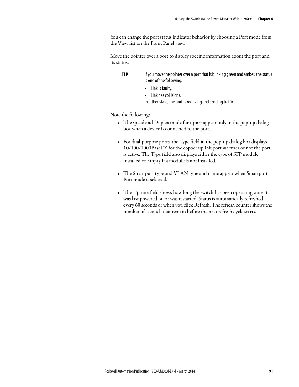 Rockwell Automation 1783-Mxxx Stratix 8000 and 8300 Ethernet Managed Switches User Manual User Manual | Page 91 / 204