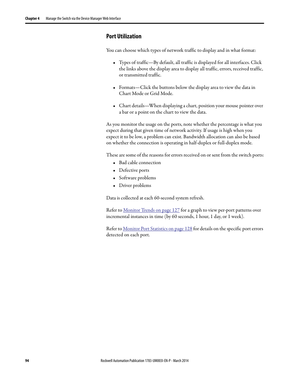 Port utilization | Rockwell Automation 1783-Mxxx Stratix 8000 and 8300 Ethernet Managed Switches User Manual User Manual | Page 94 / 204