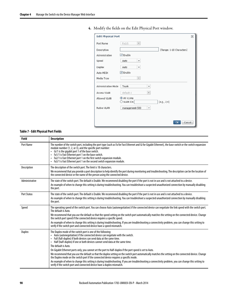 Rockwell Automation 1783-Mxxx Stratix 8000 and 8300 Ethernet Managed Switches User Manual User Manual | Page 98 / 204