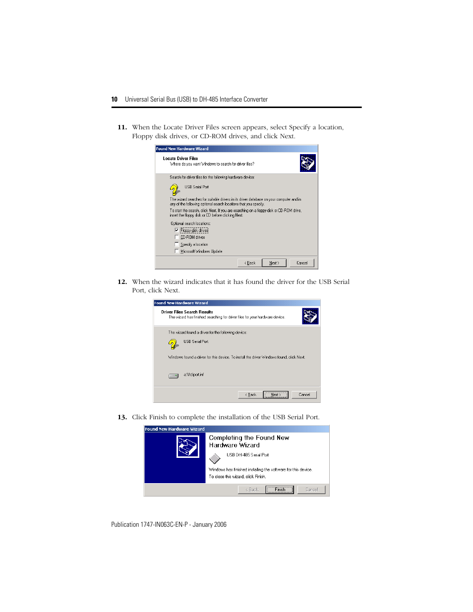 Rockwell Automation 1747-UIC Universal Serial Bus to DH-485 Interface Converter User Manual | Page 10 / 16