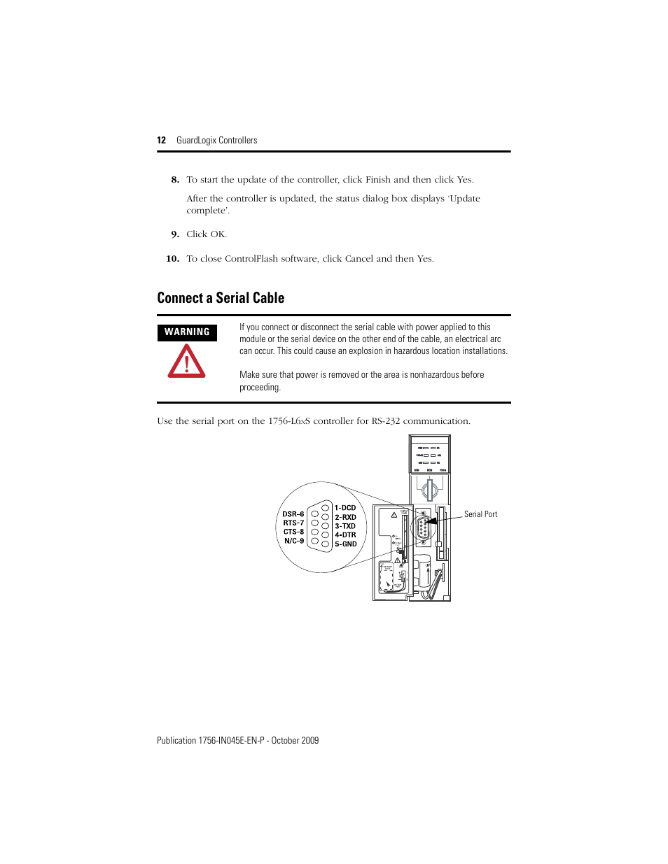 Connect a serial cable | Rockwell Automation 1756-LSP GuardLogix Controller User Manual | Page 12 / 20