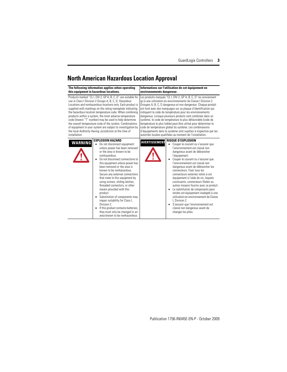 North american hazardous location approval | Rockwell Automation 1756-LSP GuardLogix Controller User Manual | Page 3 / 20