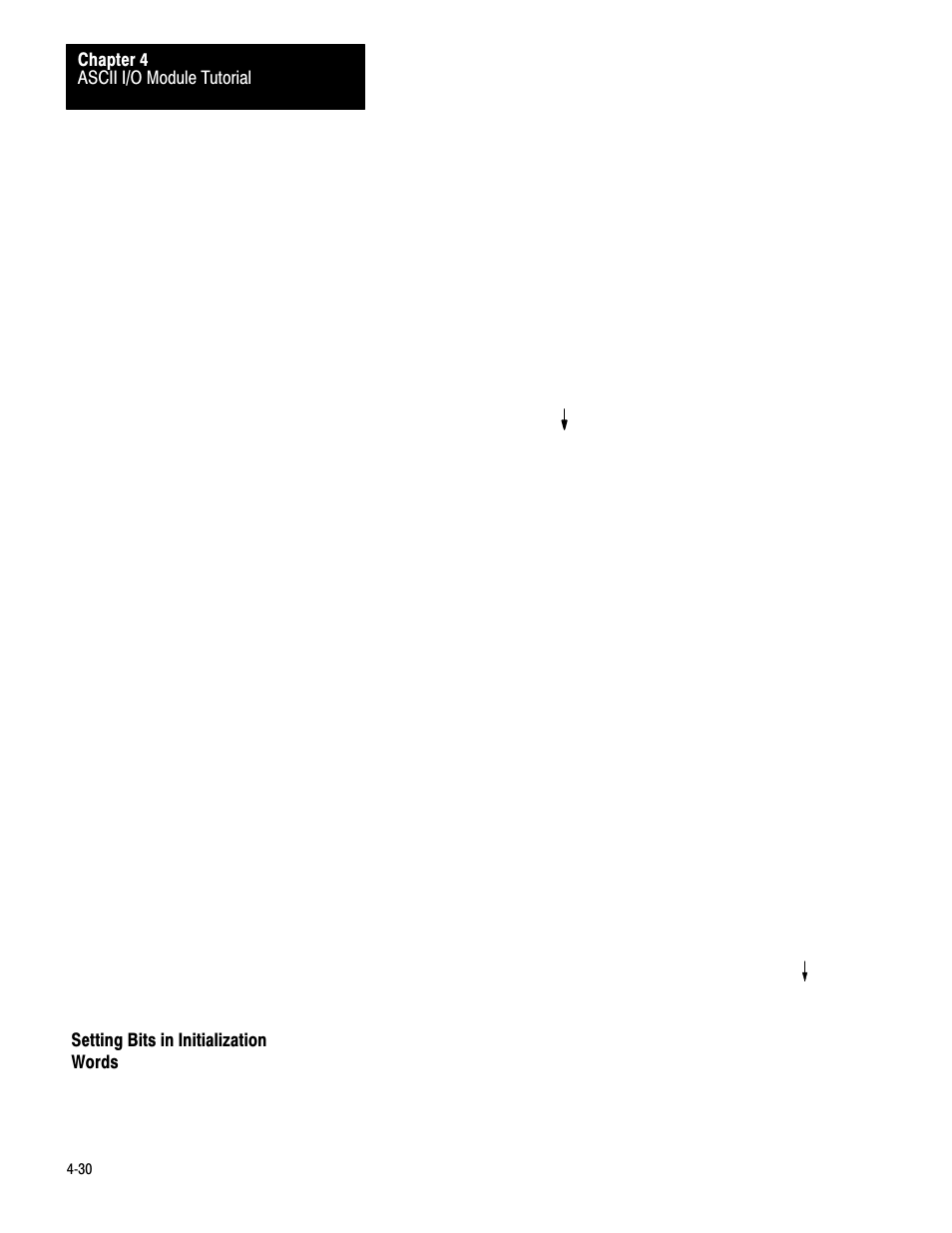 Setting bits in initialization, 4ć30 | Rockwell Automation 1771-DA,D17716.5.13 U MNL 1771-DA ASCII I/O MODULE User Manual | Page 104 / 262