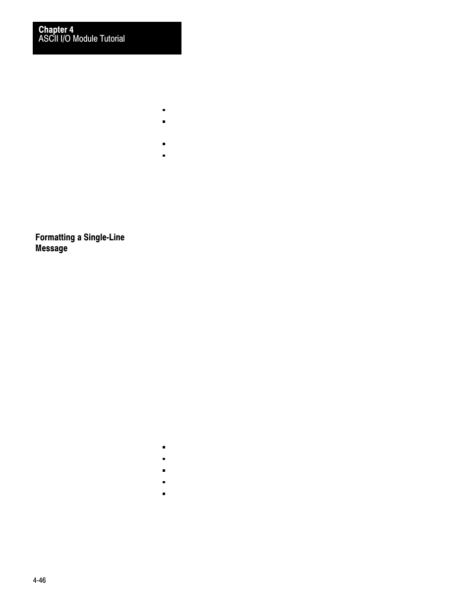 Formatting a single line, 4ć46 | Rockwell Automation 1771-DA,D17716.5.13 U MNL 1771-DA ASCII I/O MODULE User Manual | Page 120 / 262