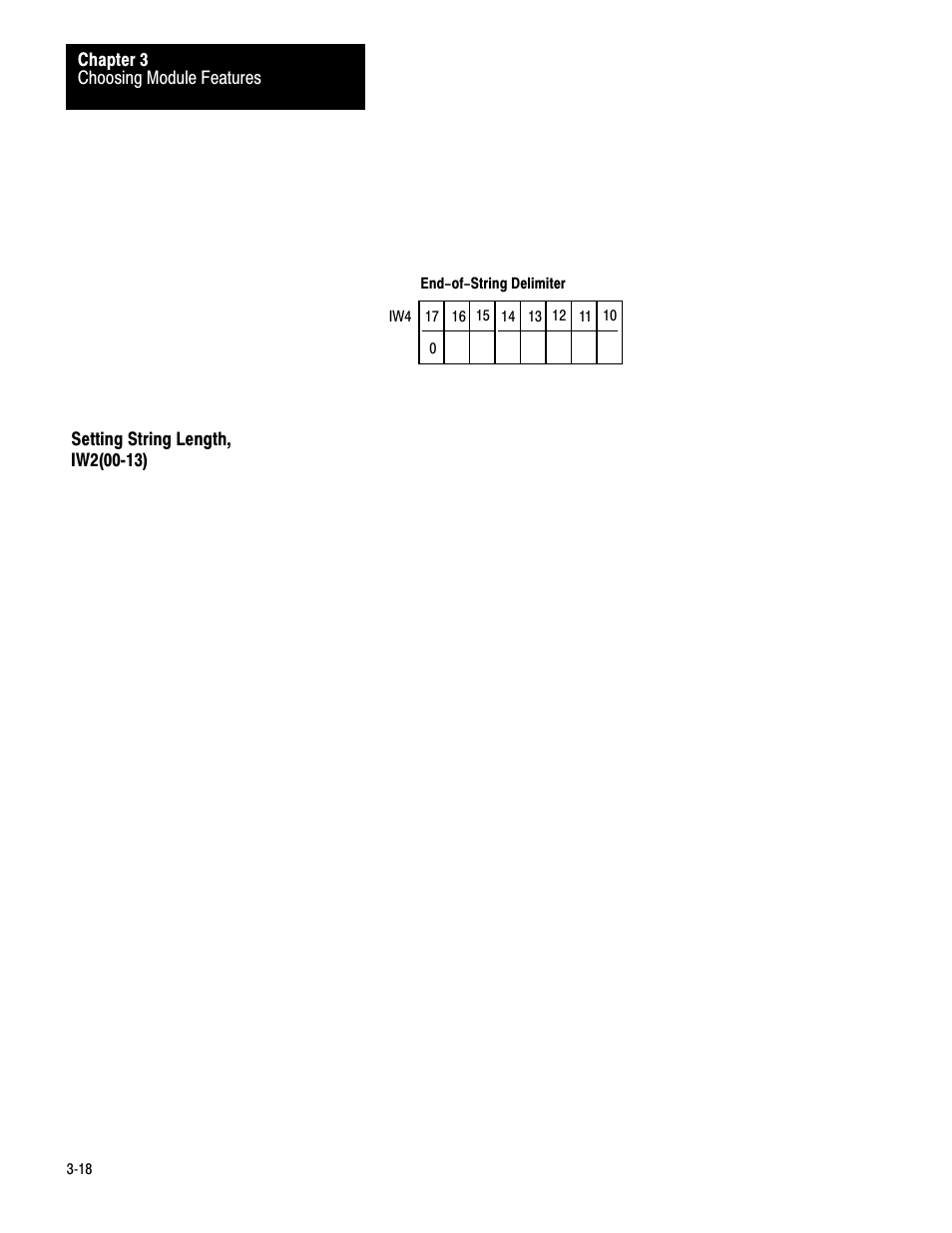 Setting string length, 3ć18 | Rockwell Automation 1771-DA,D17716.5.13 U MNL 1771-DA ASCII I/O MODULE User Manual | Page 60 / 262