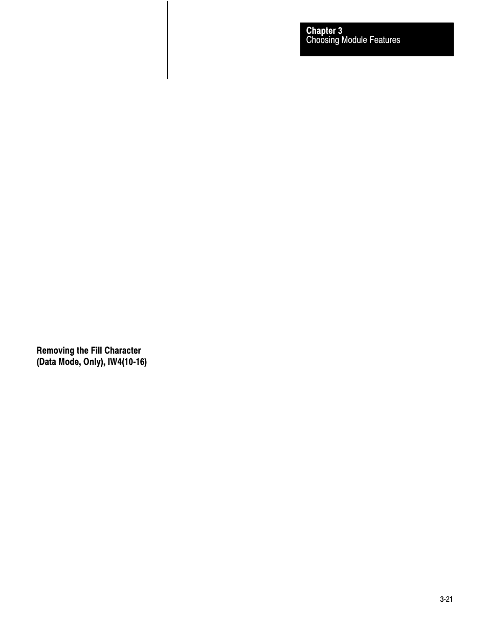 Removing the fill character, 3ć21 | Rockwell Automation 1771-DA,D17716.5.13 U MNL 1771-DA ASCII I/O MODULE User Manual | Page 63 / 262