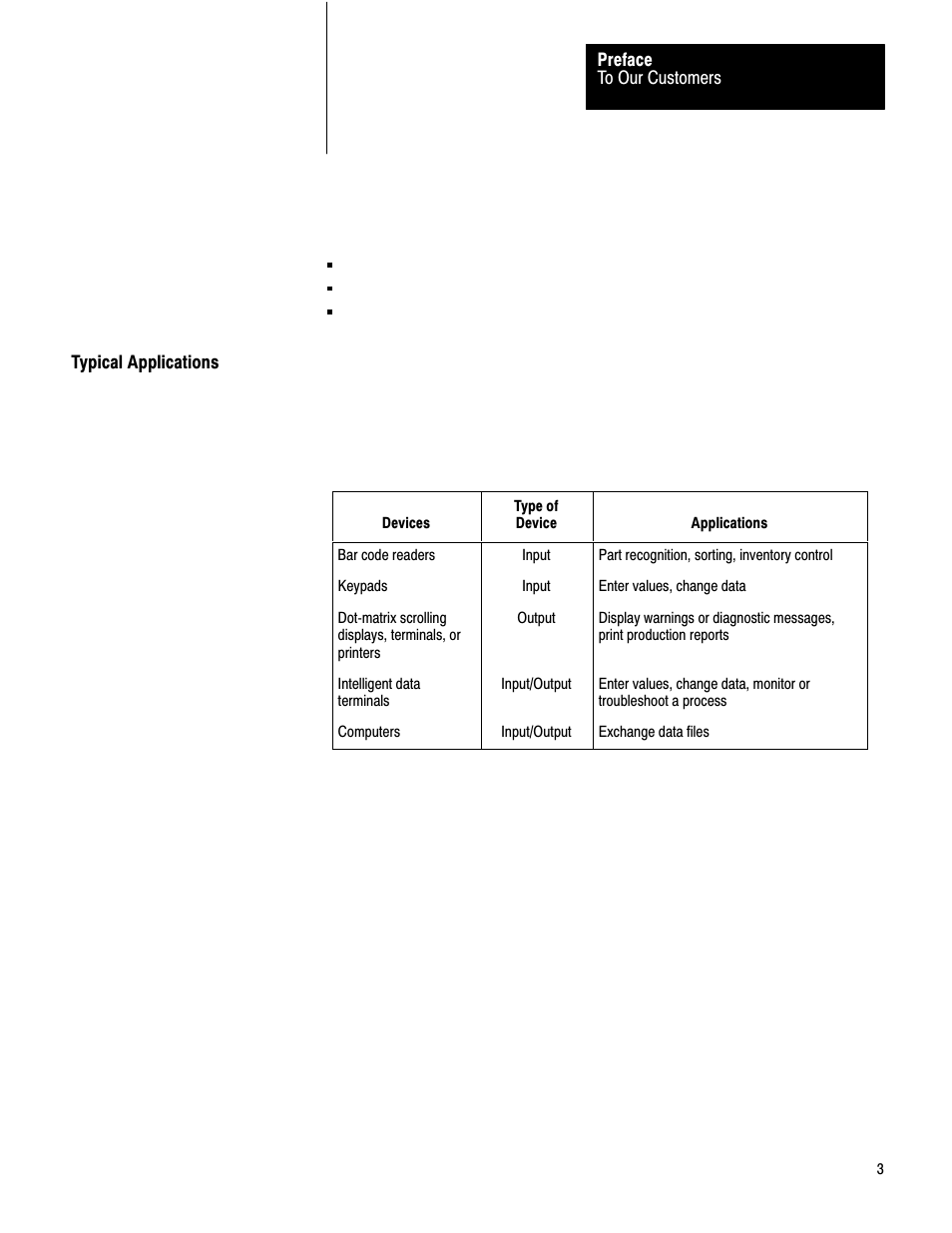 Typical applications | Rockwell Automation 1771-DA,D17716.5.13 U MNL 1771-DA ASCII I/O MODULE User Manual | Page 7 / 262