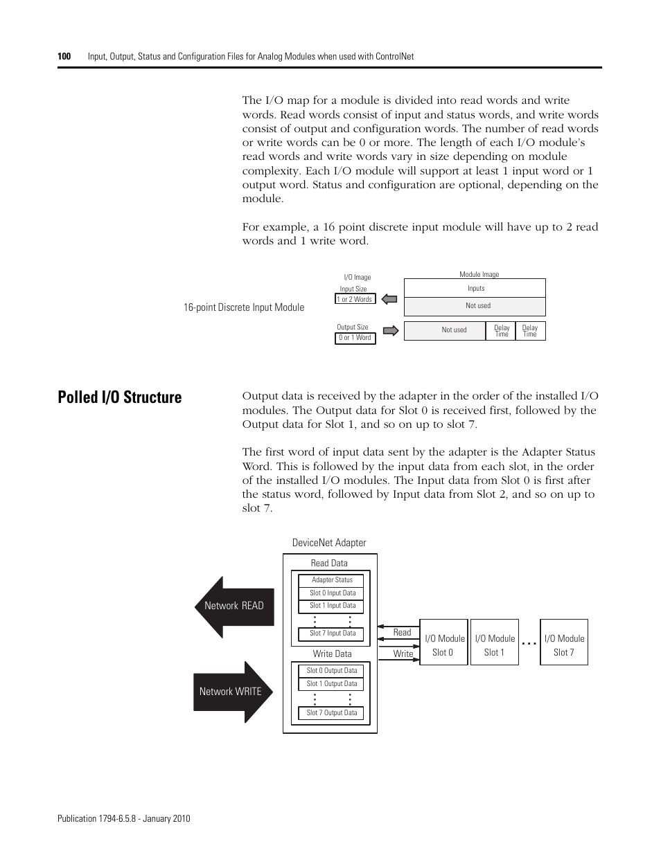 Polled i/o structure | Rockwell Automation 1794-IF4I, -OF4I, IF2XOF2I, -IF4IXT, -IF4ICFXT, -OF4IXT, IF2XOF2IXT FLEX I/O Isolated Analog Modules User Manual | Page 100 / 147