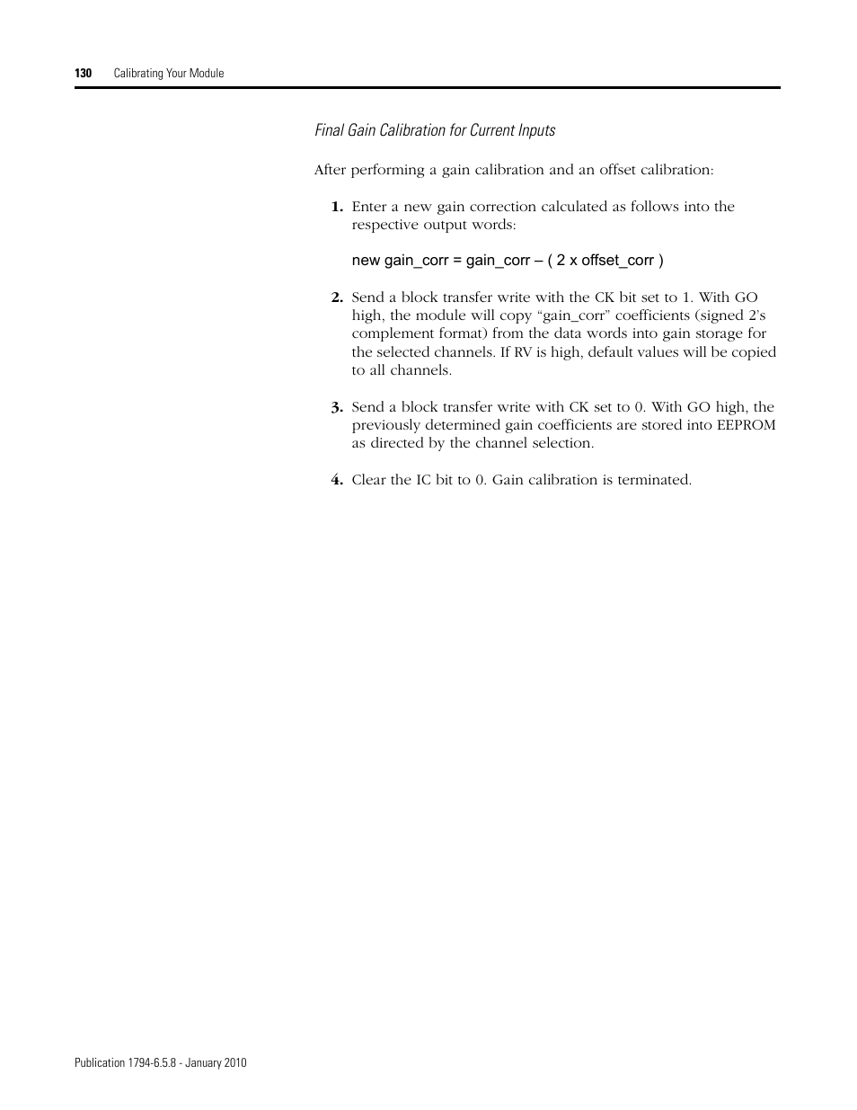 Final gain calibration for current inputs 130 | Rockwell Automation 1794-IF4I, -OF4I, IF2XOF2I, -IF4IXT, -IF4ICFXT, -OF4IXT, IF2XOF2IXT FLEX I/O Isolated Analog Modules User Manual | Page 132 / 147