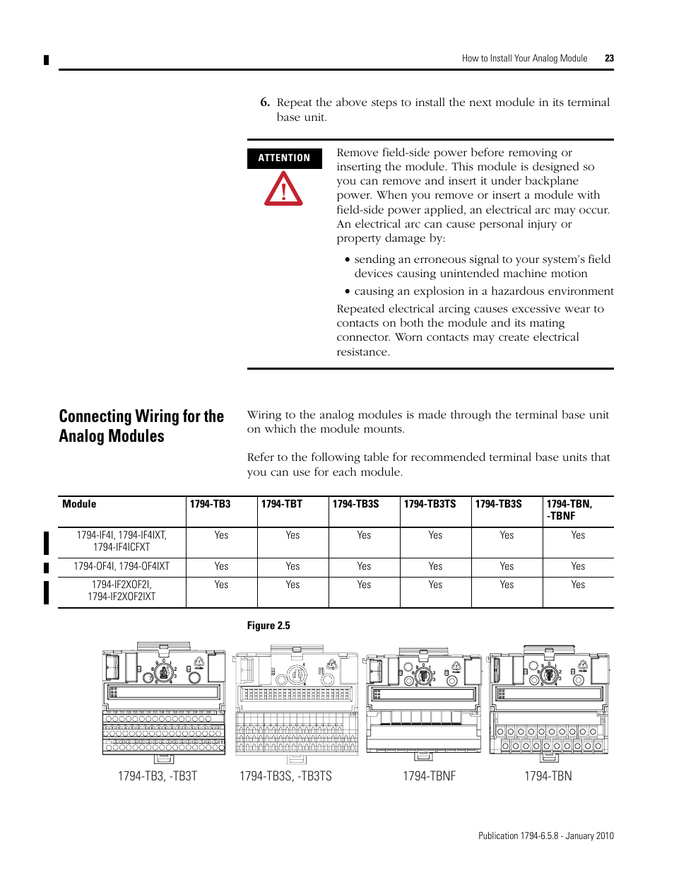 Connecting wiring for the analog modules | Rockwell Automation 1794-IF4I, -OF4I, IF2XOF2I, -IF4IXT, -IF4ICFXT, -OF4IXT, IF2XOF2IXT FLEX I/O Isolated Analog Modules User Manual | Page 23 / 147