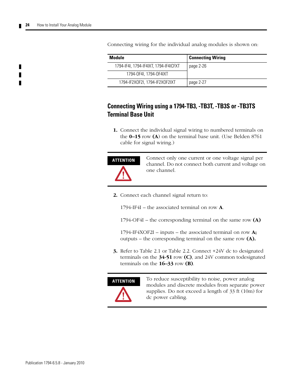 Rockwell Automation 1794-IF4I, -OF4I, IF2XOF2I, -IF4IXT, -IF4ICFXT, -OF4IXT, IF2XOF2IXT FLEX I/O Isolated Analog Modules User Manual | Page 24 / 147