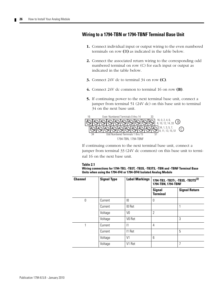 Table 2.1 or | Rockwell Automation 1794-IF4I, -OF4I, IF2XOF2I, -IF4IXT, -IF4ICFXT, -OF4IXT, IF2XOF2IXT FLEX I/O Isolated Analog Modules User Manual | Page 26 / 147