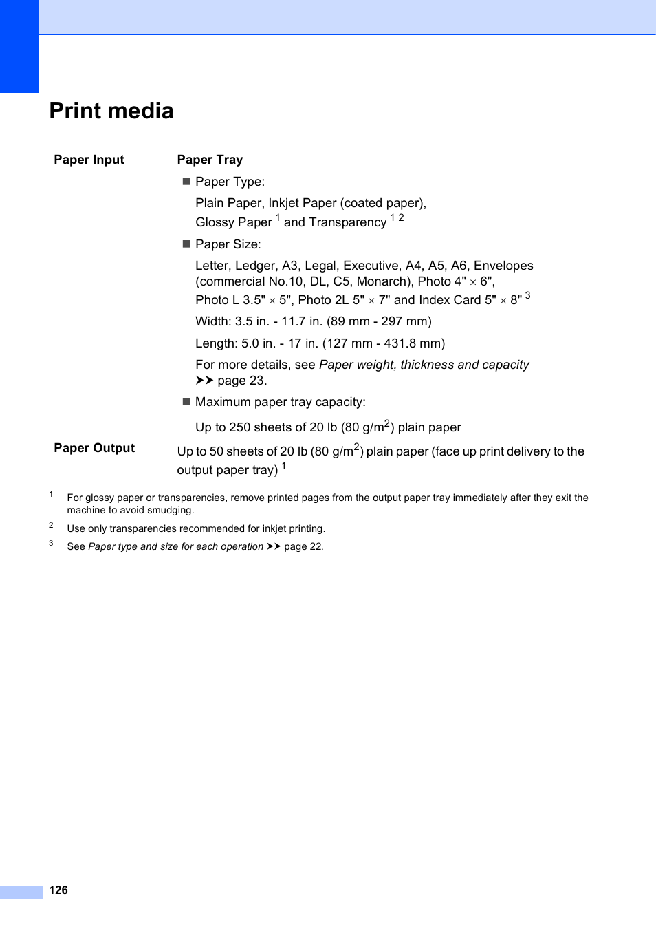 Print media | Brother Printer MFC-J5910DW User Manual | Page 140 / 155