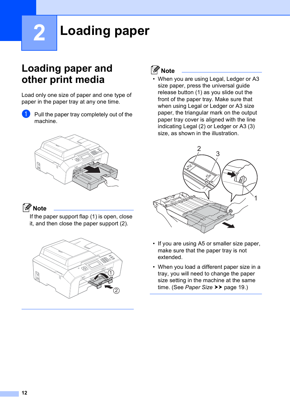 2 loading paper, Loading paper and other print media, Loading paper | Brother Printer MFC-J5910DW User Manual | Page 26 / 155