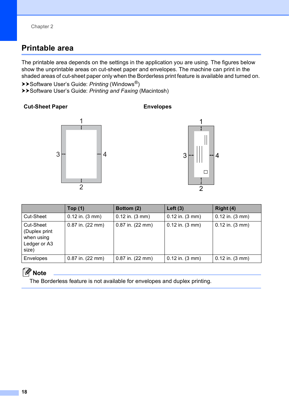 Printable area | Brother Printer MFC-J5910DW User Manual | Page 32 / 155