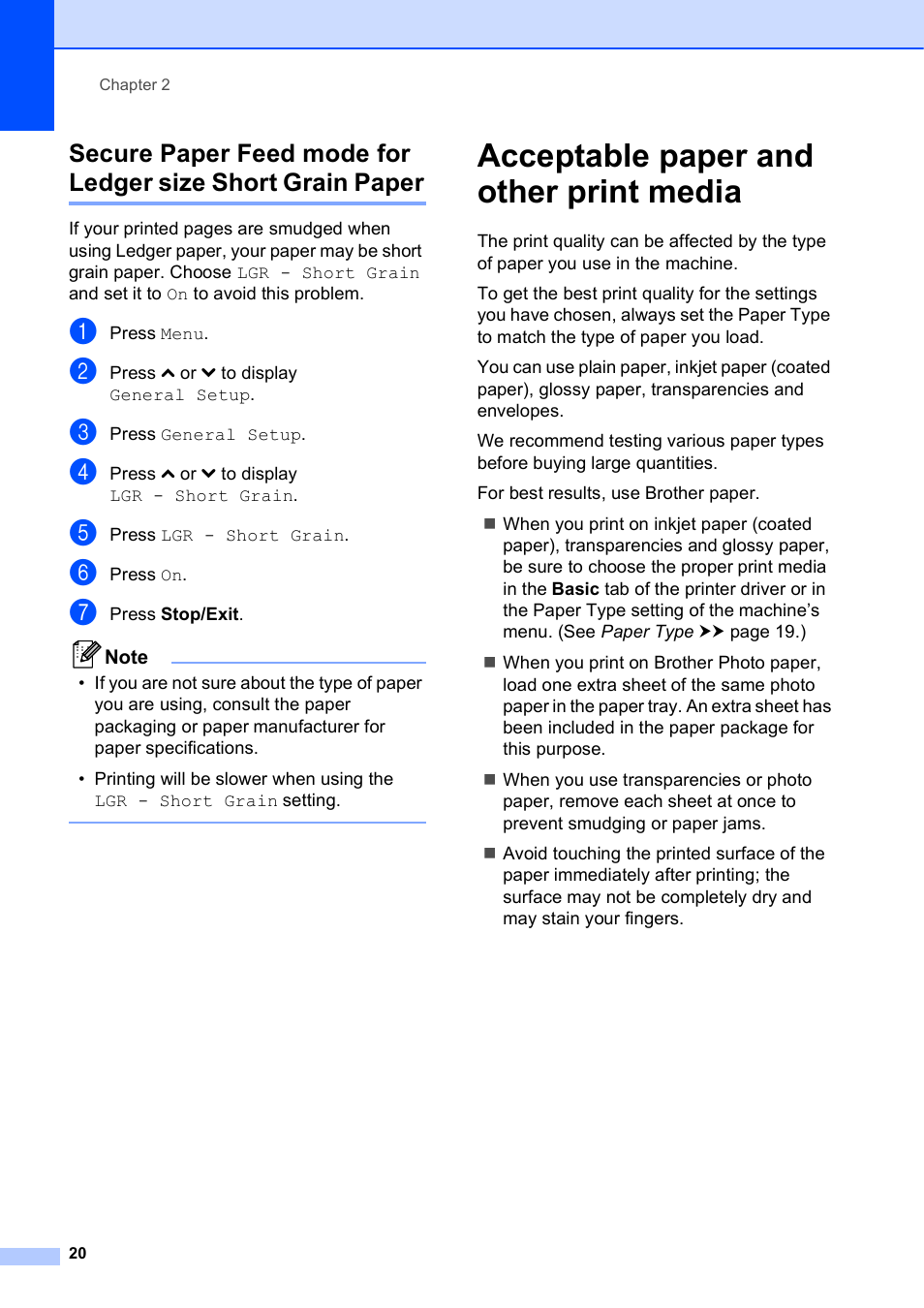 Acceptable paper and other print media | Brother Printer MFC-J5910DW User Manual | Page 34 / 155